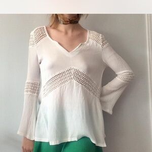 White chiffon blouse sweater